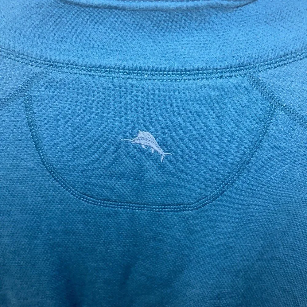 Tommy‎ Bahama Men's Large Quarter Zip Pullover Blue Heavy Sweater